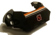 LEGO part Sports Hockey Chest Protector with NHL Logo on Black Background and White and Orange Stripe Pattern (Stickers) - Set 3544 44791pb06