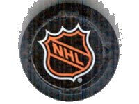LEGO onderdeel Sports Hockey Puck, Large with NHL Logo Pattern (Sticker) - Sets 3540 / 3541 / 3542 / 3543 / 3544 / 3545 44848pb02