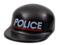 LEGO onderdeel Minifigure, Headgear Cap - Long Flat Bill with White 'POLICE' and Red Line Pattern 4485pb01