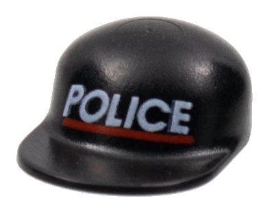 LEGO onderdeel Minifigure, Headgear Cap - Long Flat Bill with White 'POLICE' and Red Line Pattern (4485pb01)
