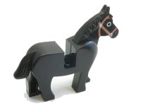 LEGO onderdeel Horse with Black Eyes Circled with White, Brown Bridle Pattern 4493c01pb02