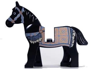 LEGO onderdeel Horse, Prince of Persia with Black and White Eyes, White Pupils and Sand Blue and Gold Bridle and Persian Blanket Pattern (Aksh) (4493c01pb06)