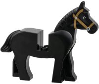 LEGO part Horse with Black and White Eyes, White Pupils and Medium Nougat Bridle Pattern 4493c01pb07