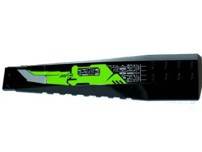 LEGO onderdeel Wedge 16 x 4 Triple Curved with Reinforcements with Silver Circuitry and Lime Panel with Blade Pattern Model Left Side (Sticker) - Set 8104 (45301pb007l)