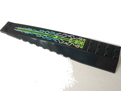 LEGO onderdeel Wedge 16 x 4 Triple Curved with Reinforcements with Iridescent Mirrored Circuitry Pattern (Sticker) - Set 7644 (45301pb042)