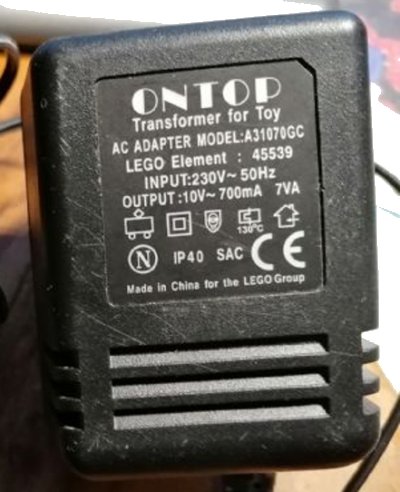 LEGO onderdeel Electric, Train Speed Regulator 9V Power Adapter 230V 50Hz (Continental European ONTOP Version) (45539)
