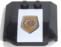 LEGO part Wedge 4 x 4 x 2/3 Triple Curved with World City Gold Police Badge on White Background Pattern (Sticker) - Sets 4850 / 7030 45677pb003