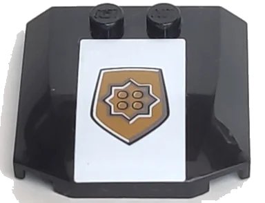 LEGO onderdeel Wedge 4 x 4 x 2/3 Triple Curved with World City Gold Police Badge on White Background Pattern (Sticker) - Sets 4850 / 7030 (45677pb003)