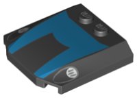 LEGO part Wedge 4 x 4 x 2/3 Triple Curved with Blue Marking and Headlights Pattern 45677pb107