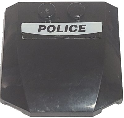 LEGO onderdeel Wedge 4 x 4 x 2/3 Triple Curved with 'POLICE' with Black Curved Line on White Background Pattern (Sticker) - Set 8152 (45677pb125)