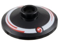 LEGO onderdeel Dish 2 x 2 Inverted (Radar) with Red Circles with Curved Arrows MoneyGram Logos and Arcs on White Ring Pattern Model Left Side 4740pb037L
