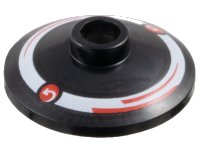 LEGO onderdeel Dish 2 x 2 Inverted (Radar) with Red Circles with Curved Arrows MoneyGram Logos and Arcs on White Ring Pattern Model Right Side 4740pb037R