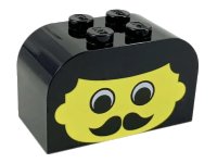 LEGO onderdeel Slope, Curved 4 x 2 x 2 Double with 4 Studs with Yellow Face with Eyes and Moustache Pattern 4744px15