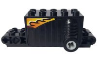 LEGO part Pullback Motor 9 x 4 x 2 2/3 with Orange, White and Black Flame Pattern on Both Sides (Stickers) - Set 8382 47715c01pb05
