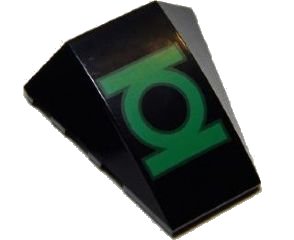 LEGO part Wedge 4 x 4 Triple Curved No Studs with Green Lantern Logo Pattern (47753pb076)