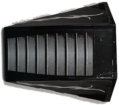 LEGO onderdeel Wedge 4 x 4 Triple Curved No Studs with Vents and Barbed Wire Lines Pattern (Stickers) - Set 8158 (47753pb084)