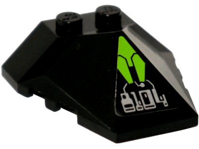 LEGO onderdeel Wedge 4 x 4 x 1 1/3 Pyramid Center with Lime Diamond and Silver '8104' Circuitry Pattern (Sticker) - Set 8104 (47757pb04)