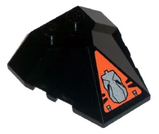 LEGO onderdeel Wedge 4 x 4 x 1 1/3 Pyramid Center with Head in Orange Triangle Pattern (Sticker) - Set 8101 (47757pb14)