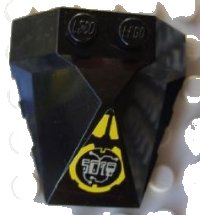 LEGO part Wedge 4 x 4 x 1 1/3 Pyramid Center with Yellow Circle with Silver Circuitry Pattern (Sticker) - Set 8105 47757pb16
