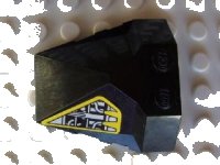 LEGO part Wedge 4 x 4 x 1 1/3 Pyramid Center with Yellow and Silver Machinery Pattern on Left Side (Sticker) - Set 8105 47757pb17