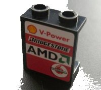 LEGO part Panel 1 x 2 x 2 - Hollow Studs with Shell, AMD and Vodafone Logo on Right Pattern (Sticker) - Sets 8672 / 8673 4864bpb031R