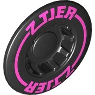 LEGO part Wheel Cover 10 Spoke Recessed with Dark Pink 'Z TIER' and Circle Pattern 49098pb03