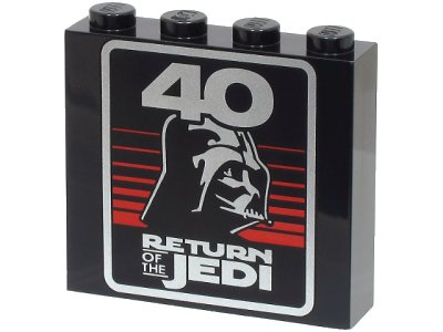LEGO onderdeel Brick 1 x 4 x 3 with Silver '40', 'RETURN OF THE JEDI', Darth Vader Helmet and Red Stripes Pattern (49311pb033)