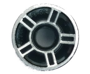 LEGO part Wheel 11mm D. x 6mm with 5 Spokes with Silver Outline Pattern (50944pb01)