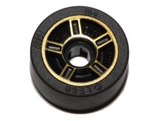 LEGO onderdeel Wheel 11mm D. x 6mm with 5 Spokes with Gold Outline Pattern with Black Tire 14mm D. x 6mm Solid Smooth (50944pb02 / 50945) (50944pb02c01)