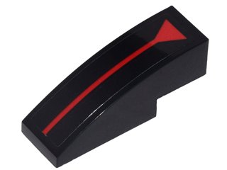 LEGO onderdeel Slope, Curved 3 x 1 with Red Line and Triangle Pattern (Sticker) - Sets 70905 / 70907 / 70917 (50950pb106)