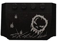 LEGO part Wedge 4 x 6 x 2/3 Triple Curved with Skull Graffiti and Damage Marks Pattern (Sticker) - Set 5972 52031pb063