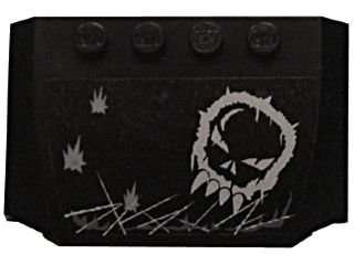 LEGO onderdeel Wedge 4 x 6 x 2/3 Triple Curved with Skull Graffiti and Damage Marks Pattern (Sticker) - Set 5972 (52031pb063)