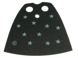 LEGO onderdeel Minifigure Cape Cloth, Standard - Starched Fabric - 4.0cm Height with Light Gray Stars and Copyright Symbol Pattern (522px1)