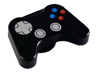 LEGO part Minifigure, Utensil Video Game Controller with Silver Directional Pad and Thumbsticks, Blue and Red Buttons Pattern 53118pb01