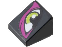 LEGO part Slope 30 1 x 1 x 2/3 with Lime Eye with Magenta Eye Shadow Pattern 54200pb123