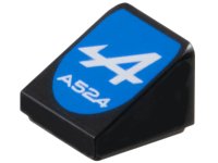 LEGO onderdeel Slope 30 1 x 1 x 2/3 with White 'A524' and Alpine Logo on Blue Background Pattern 54200pb130