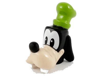 LEGO onderdeel Minifigure, Head, Modified Dog with Light Nougat Muzzle, White Eyes, Buck Teeth and Lime Hat Pattern (Goofy) (55641pb01)