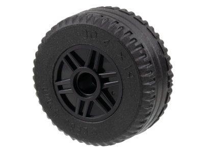 LEGO onderdeel Wheel 18mm D. x 14mm with Pin Hole, Fake Bolts and Shallow Spokes with Black Tire 30.4 x 14 Solid (55981 / 58090) (55981c03)