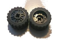 LEGO part Wheel 18mm D. x 14mm with Axle Hole, Fake Bolts and Shallow Spokes with Black Tire 24 x 14 Shallow Tread - Band Around Center of Tread (55982 / 89201) 55982c06