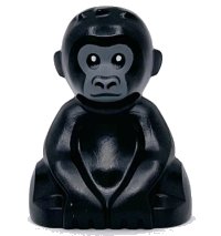 LEGO part Gorilla, Baby with Dark Bluish Gray Face Pattern 5619pb01