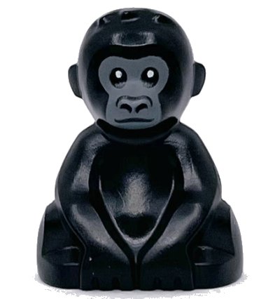 LEGO part Gorilla, Baby with Dark Bluish Gray Face Pattern (5619pb01)
