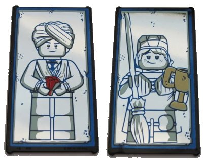 LEGO onderdeel Glass for Window 1 x 4 x 6 with Mirrored Quirinus Quirrell / Ron Weasley Pattern (Stickers) - Set 75954 (57895pb056)