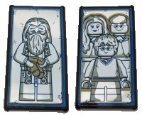 LEGO part Glass for Window 1 x 4 x 6 with Mirrored Albus Dumbledore / Harry Potter with Parents Pattern (Stickers) - Set 75954 57895pb057