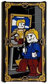 LEGO part Glass for Window 1 x 4 x 6 with Gilderoy Lockhart with Self Portrait Painting and Gold Edges Pattern (Sticker) - Set 76389 57895pb093