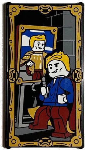 LEGO onderdeel Glass for Window 1 x 4 x 6 with Gilderoy Lockhart with Self Portrait Painting and Gold Edges Pattern (Sticker) - Set 76389 (57895pb093)