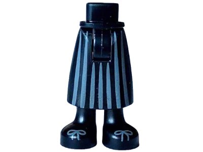 LEGO onderdeel Mini Doll Hips and Skirt Long with Dark Bluish Gray Stripes and Laces Pattern - Thick Hinge (59595c00pb27)