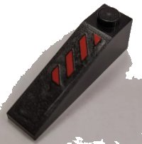 LEGO onderdeel Slope 18 4 x 1 with Red Danger Stripes Pattern (Sticker) - Set 70908 60477pb016
