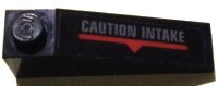 LEGO part Slope 18 4 x 1 with Dark Bluish Gray 'CAUTION INTAKE', Red Line and Triangle Pattern Side B (Sticker) - Set 70916 60477pb022b