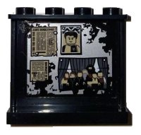 LEGO part Panel 1 x 4 x 3 with Side Supports - Hollow Studs with Newspaper Clippings and Pictures on Worn Silver Background Pattern (Sticker) - Set 75966 60581pb181