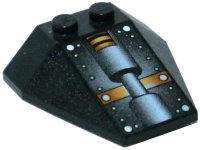 LEGO onderdeel Wedge 4 x 4 Triple without Stud Notches with White Dots and Hydraulic Pattern (Stingray Engine) 6069px10